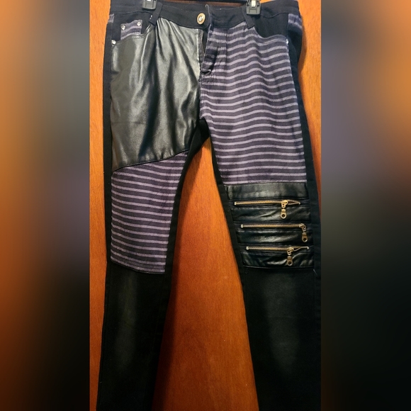 Black & gray mixed material jeans sz33 - Picture 4 of 10